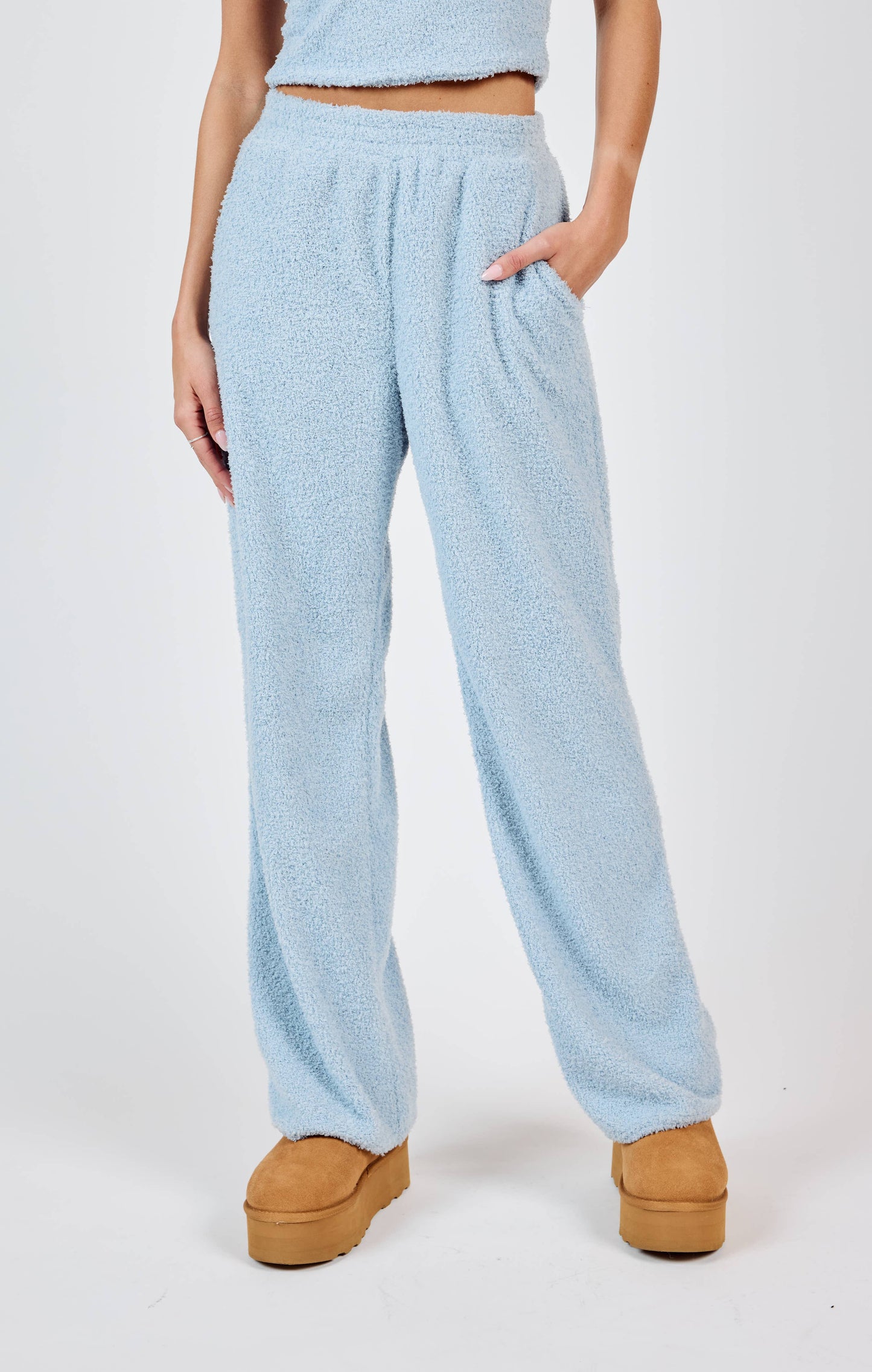Mind You Cozy Wideleg Pants (Blue)
