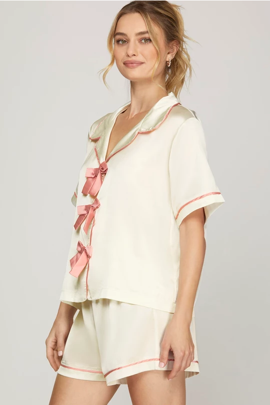 Pink Bow Short Sleeve PJ Set
