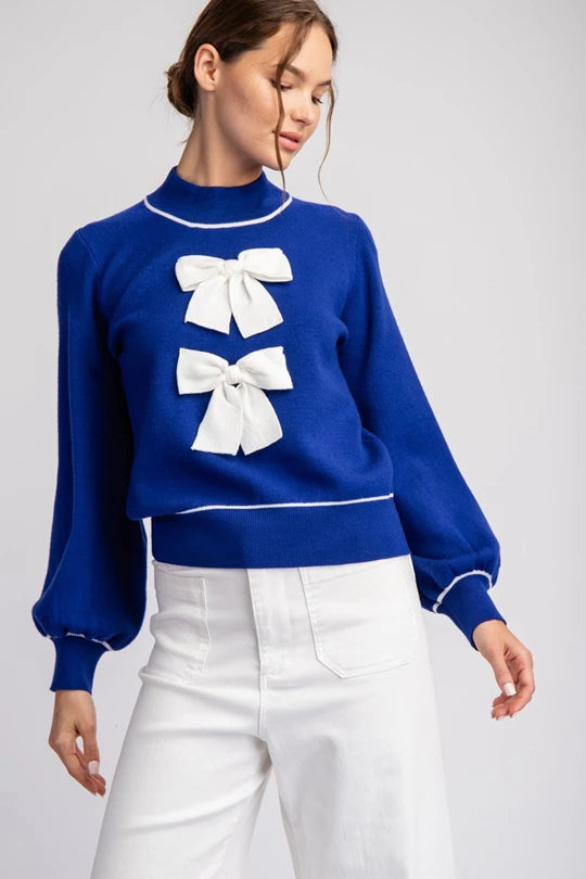 Double Bow Sweater (Royal)