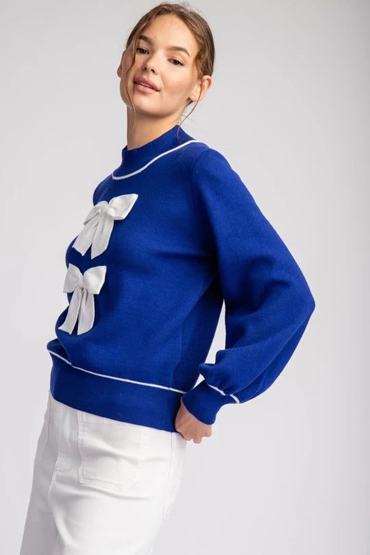 Double Bow Sweater (Royal)