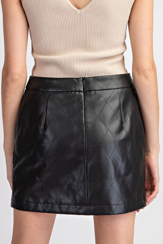 Quilted Faux Leather Skirt