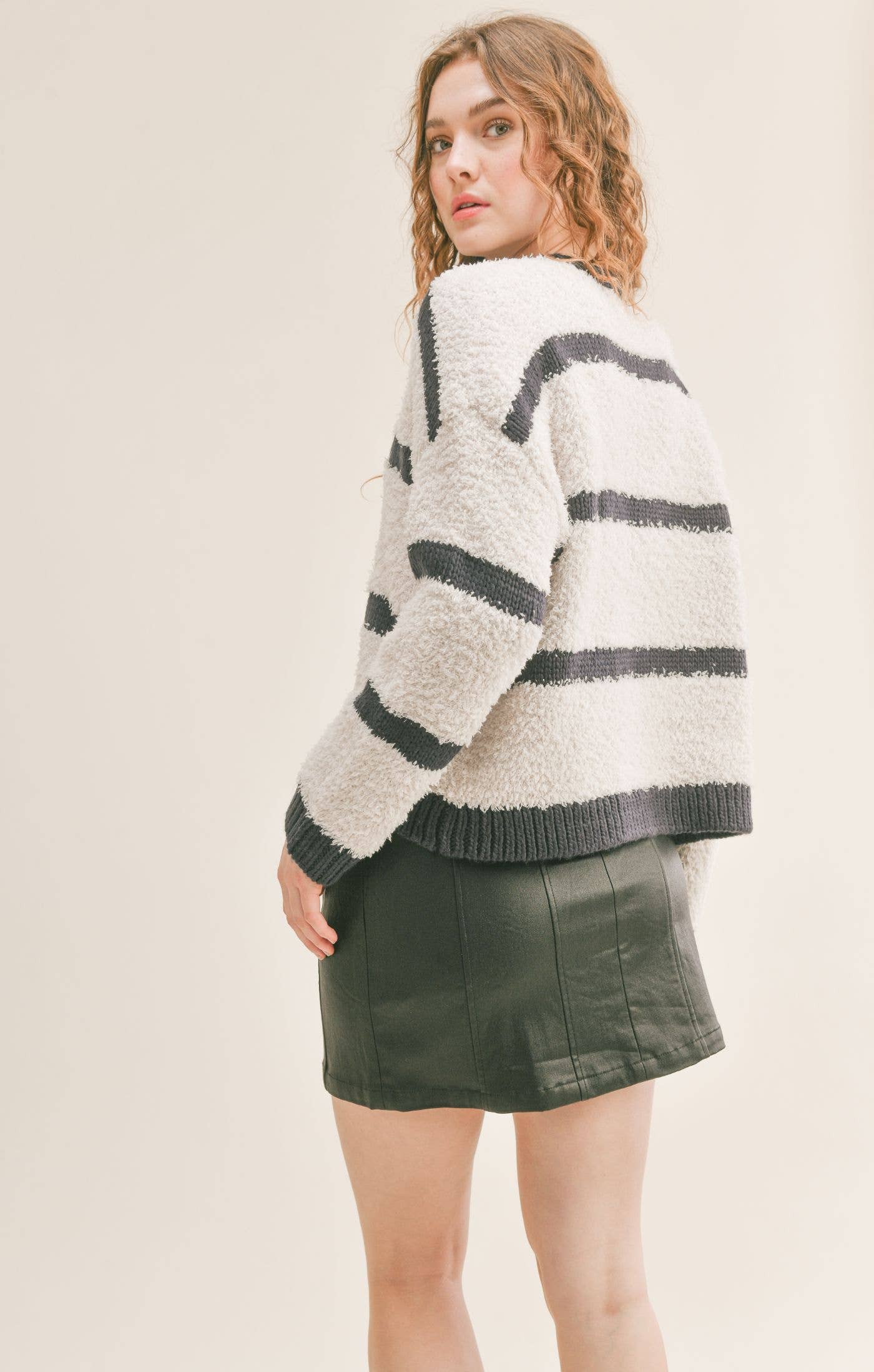 Gracie Fuzzy V Neck Sweater