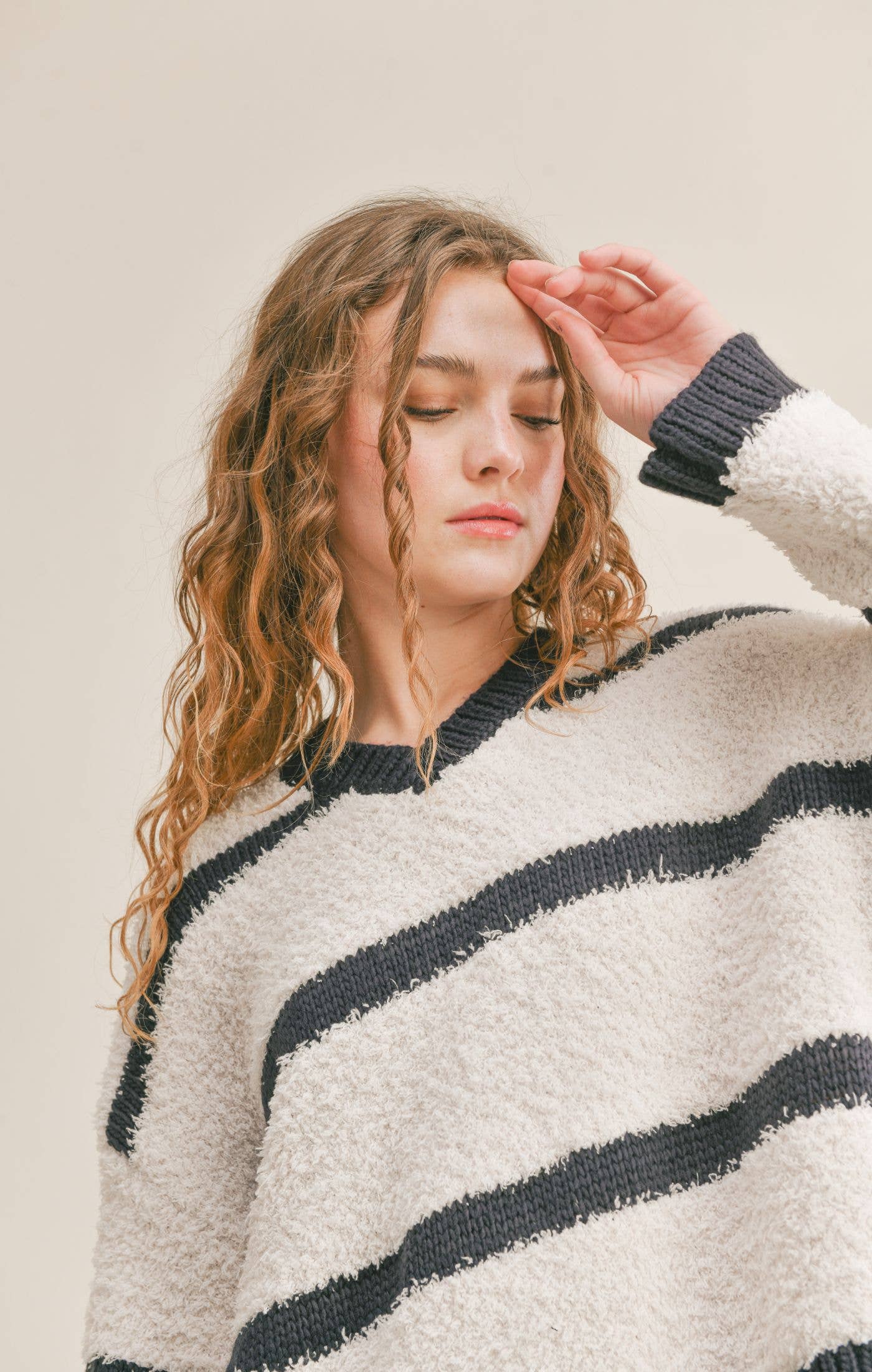 Gracie Fuzzy V Neck Sweater