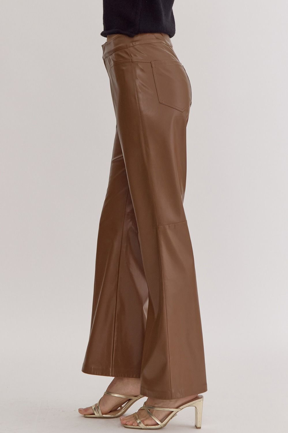 Faux Leather Flares (Brown)
