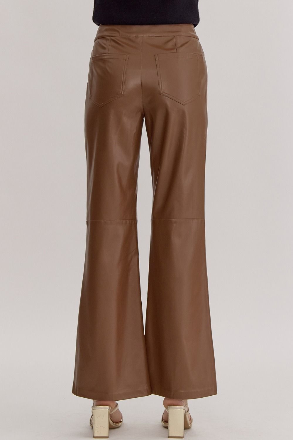 Faux Leather Flares (Brown)