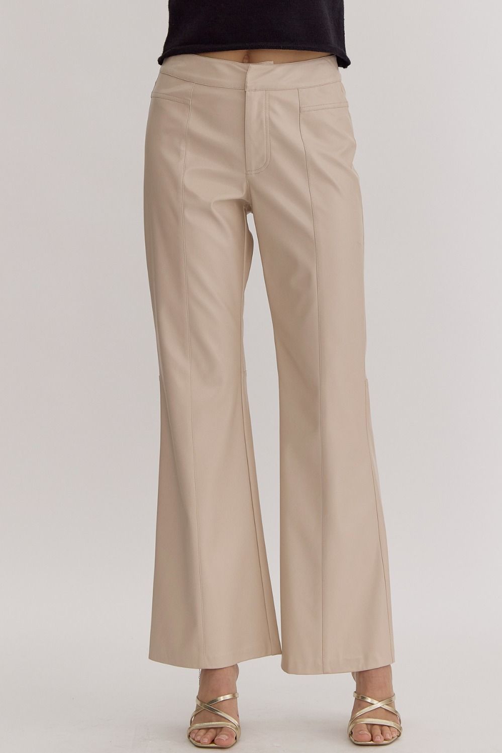 Faux Leather Flares (Bone)