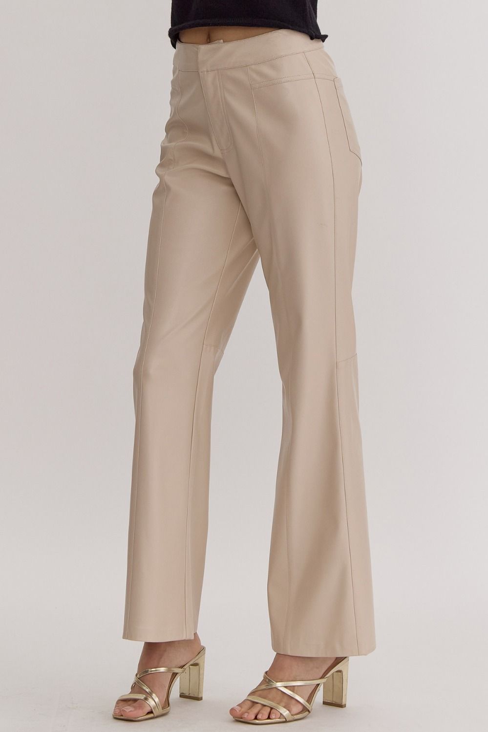 Faux Leather Flares (Bone)