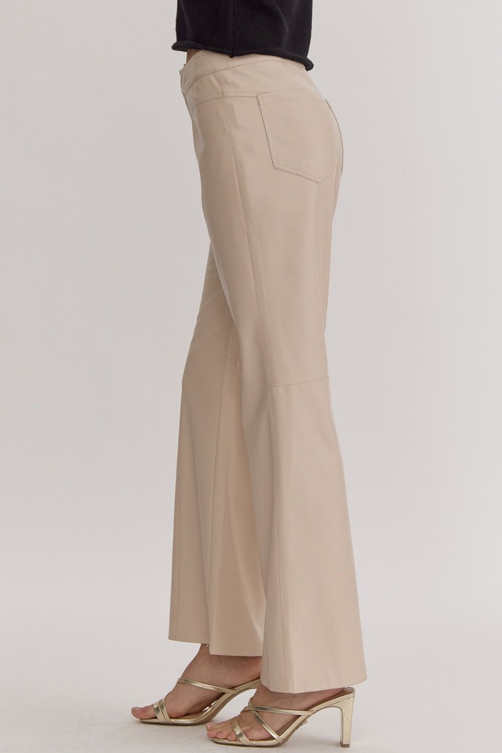 Faux Leather Flares (Bone)