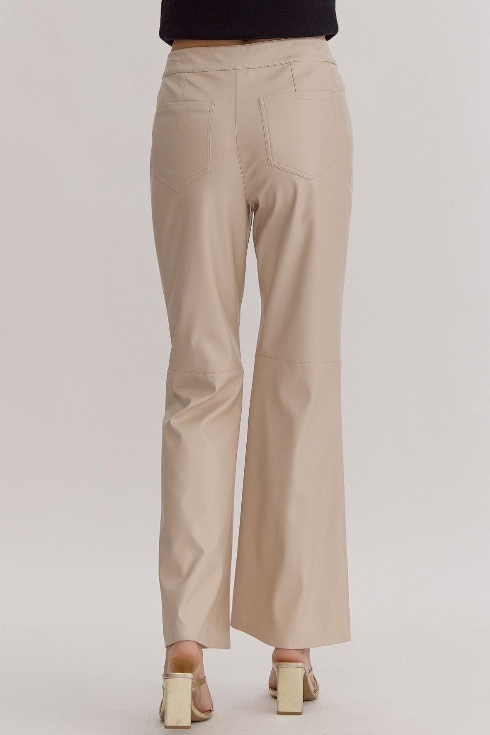 Faux Leather Flares (Bone)