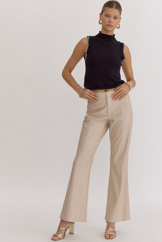 Faux Leather Flares (Bone)
