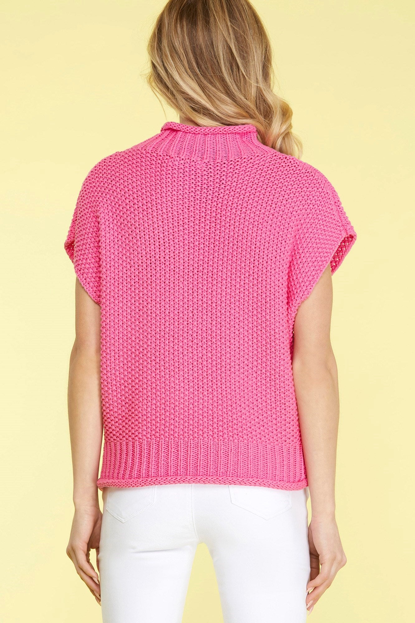 Happy Short Sleeve Sweater Top (pink)