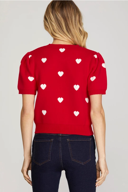 Puff Sleeve Love Top (Red)