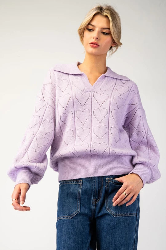 Briley Heart Sweater (Lavender)