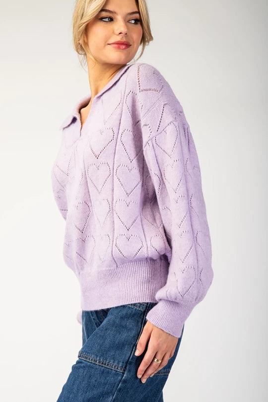 Briley Heart Sweater (Lavender)